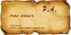 Puhr Albert névjegykártya
